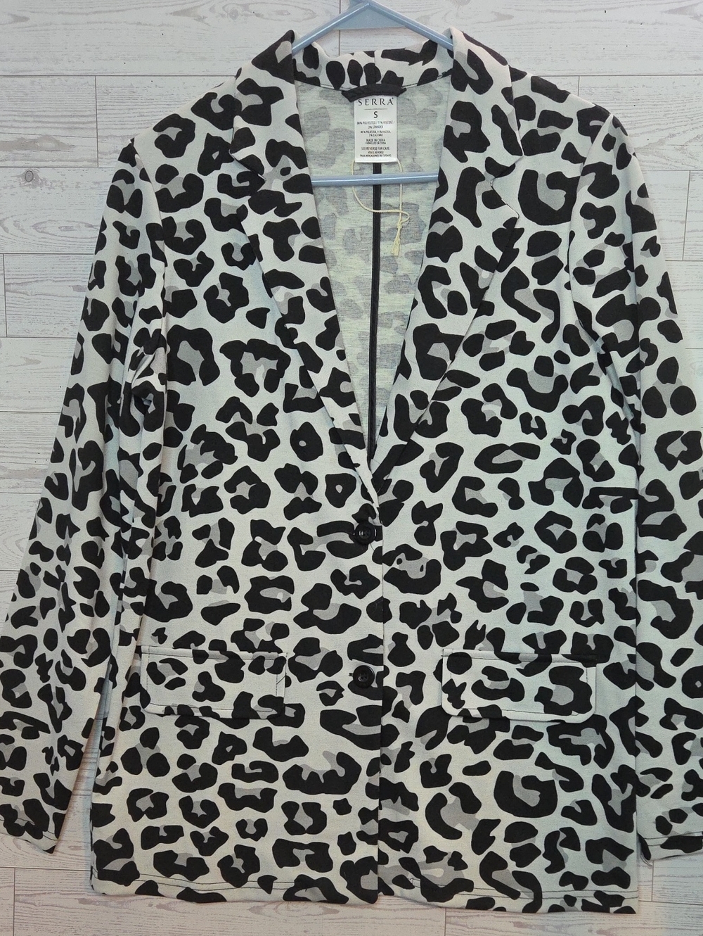 Serra Black & White Leopard Print Blazer Jacket